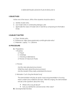 LP for demo - This is lesson plan for Senior High School - DEPARTMENT ...