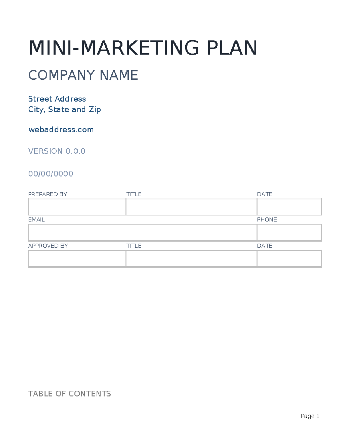 Revised Mini-Marketing Plan Template for Business Strategy - Studocu