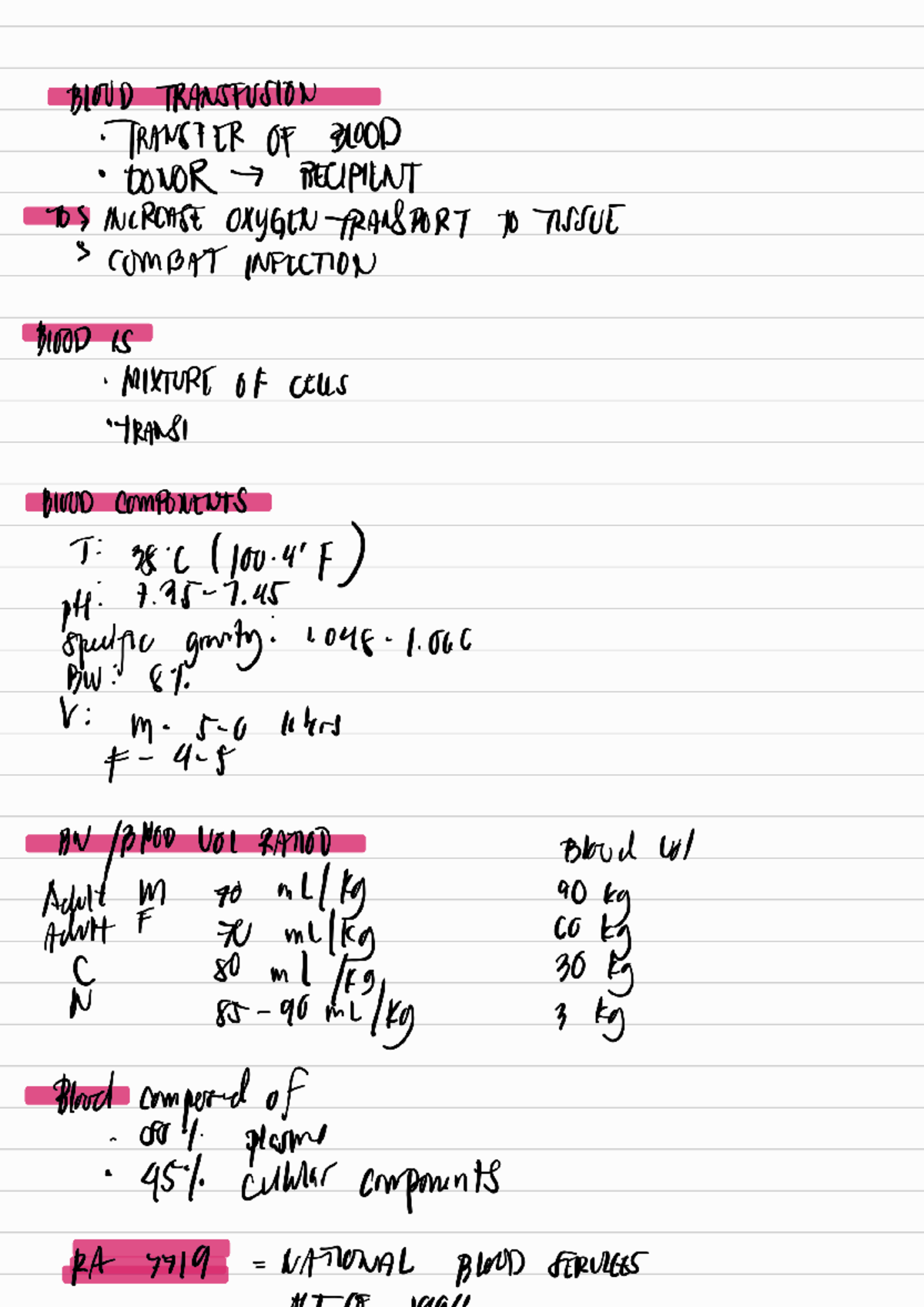 BT - Blood Transfusion Notes: Enhancing Oxygen Transport & Infection ...