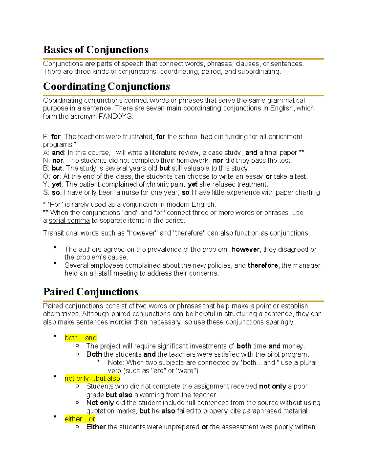 ENG101 - Lesson on Conjunctions: Understanding Types and Uses - Studocu