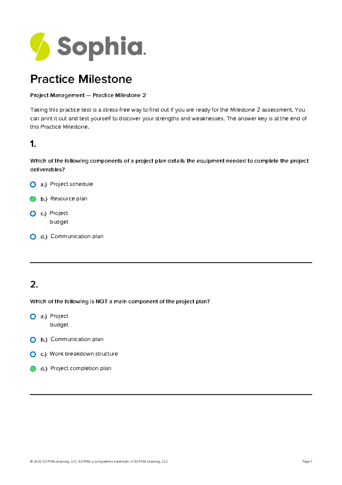 Unit 2 Practice Milestone - a.) Project schedule b.) Resource plan c ...