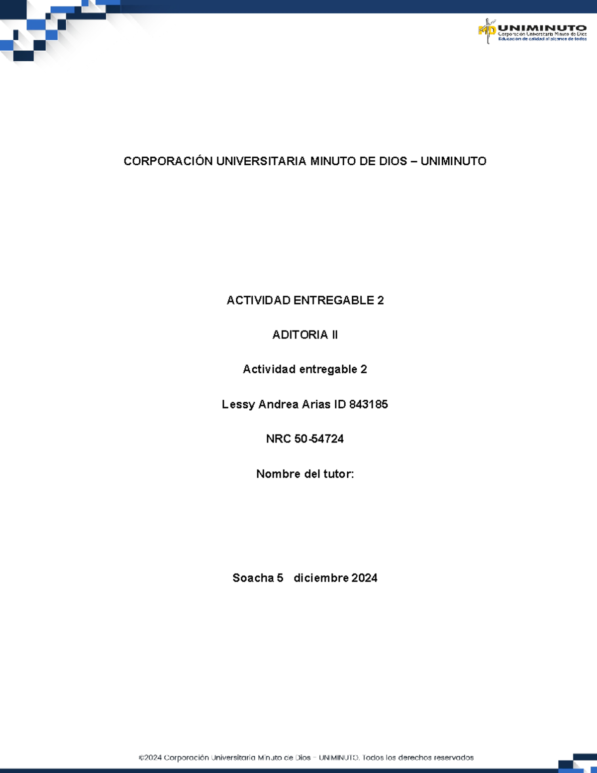 Actividad Entregable 2 - CORPORACIÓN UNIVERSITARIA MINUTO DE DIOS ...