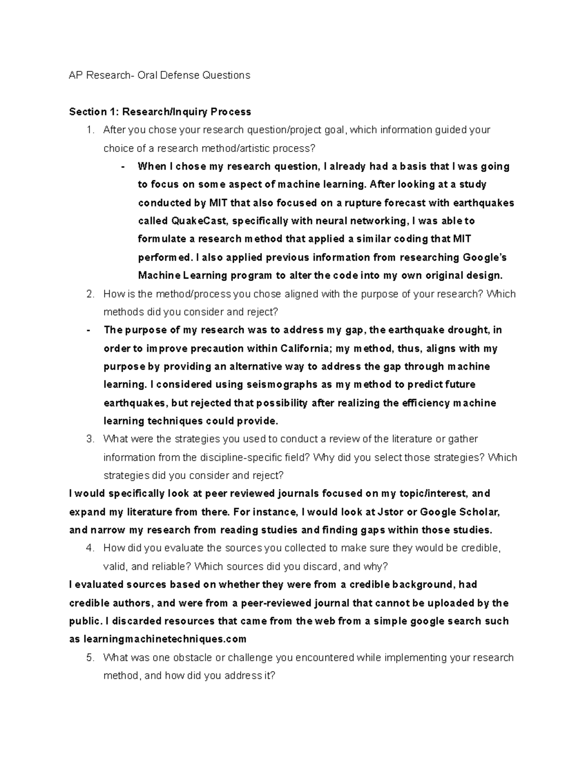 AP Research Oral Defense Questions - 2023 Edition - Studocu