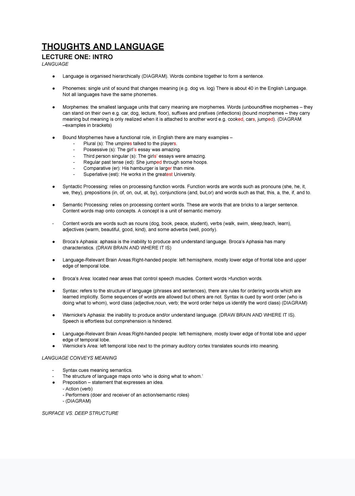 PSYC112 Final Exam Summarized Notes on Language & Thought - Studocu