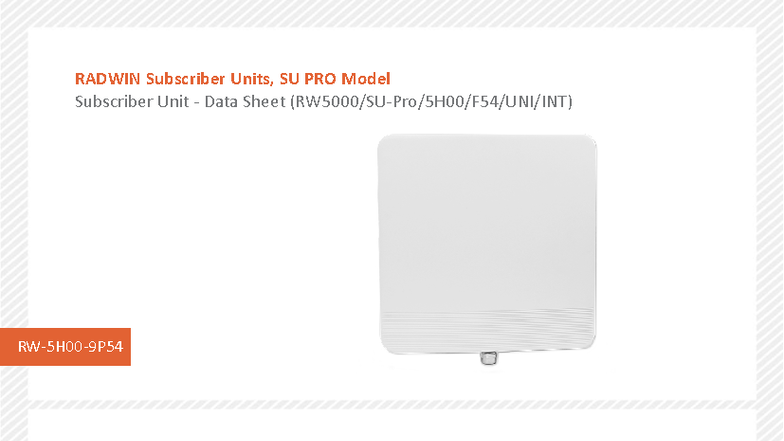 RADWIN SU PRO Model Data Sheet - Performance & Specs Overview - Studocu