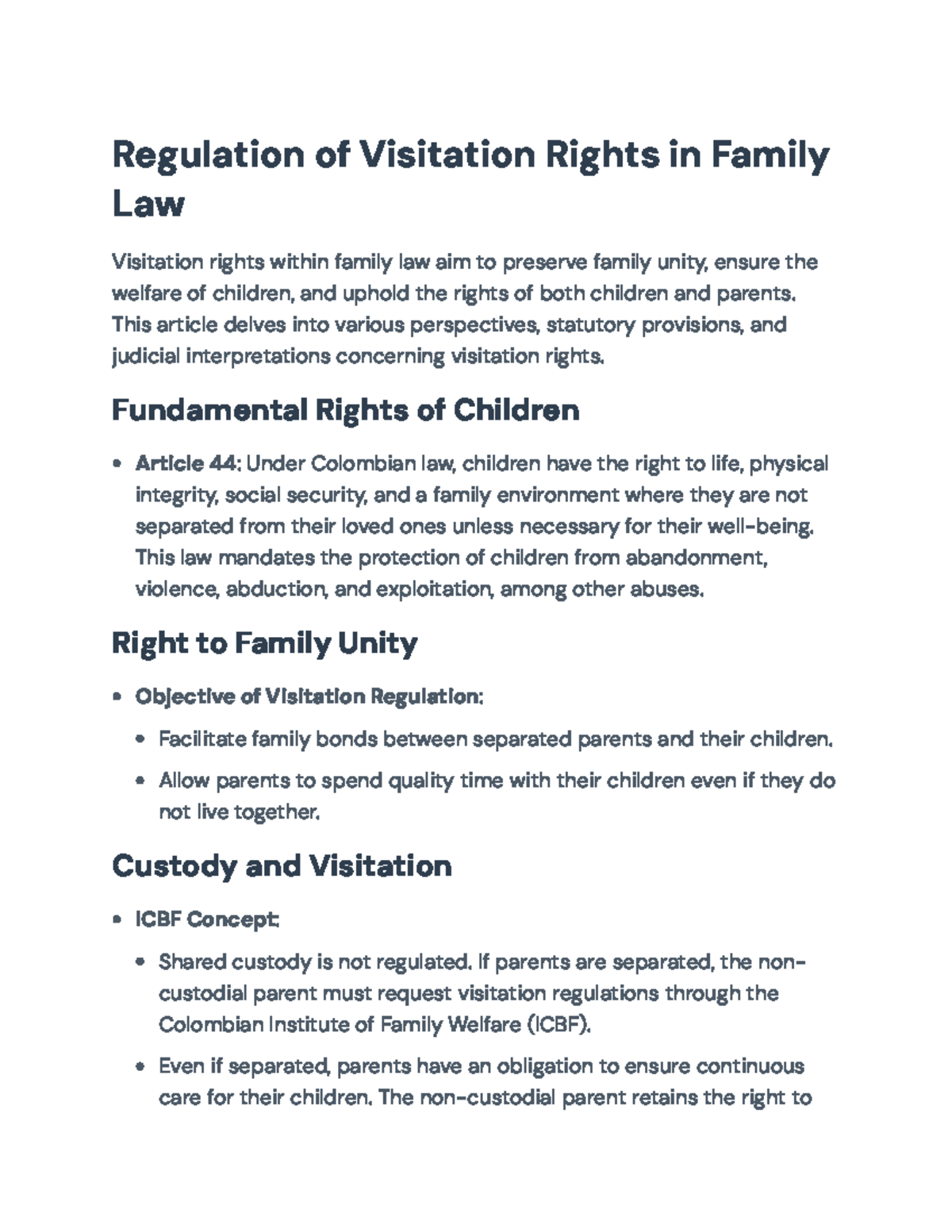 Regulation of Visitation Rights in Family Law: Overview and Insights ...