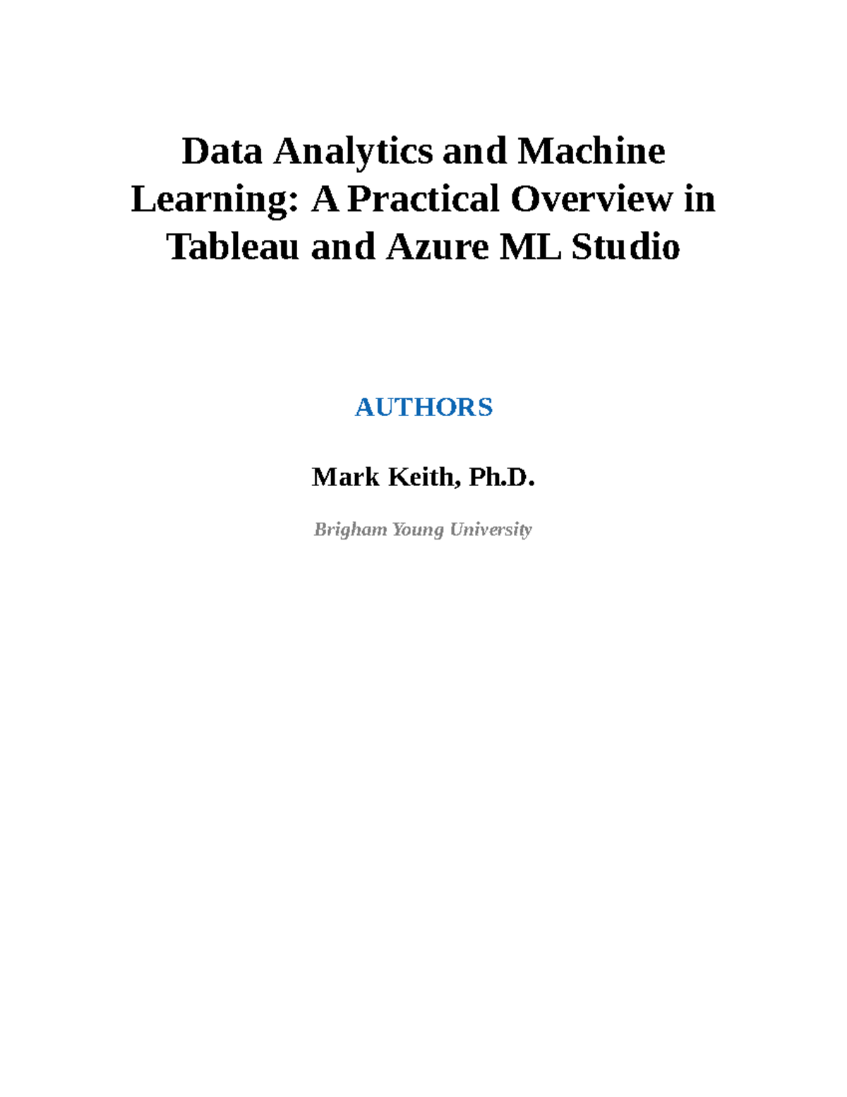 Data Analytics and Machine Learning - Data Analytics and Machine ...
