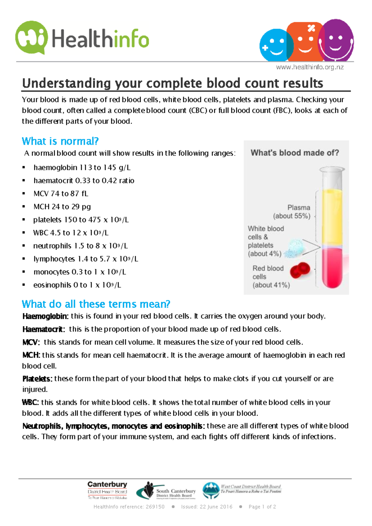 CBC Blood Count Reference Notes for HealthInfo Course - Studocu