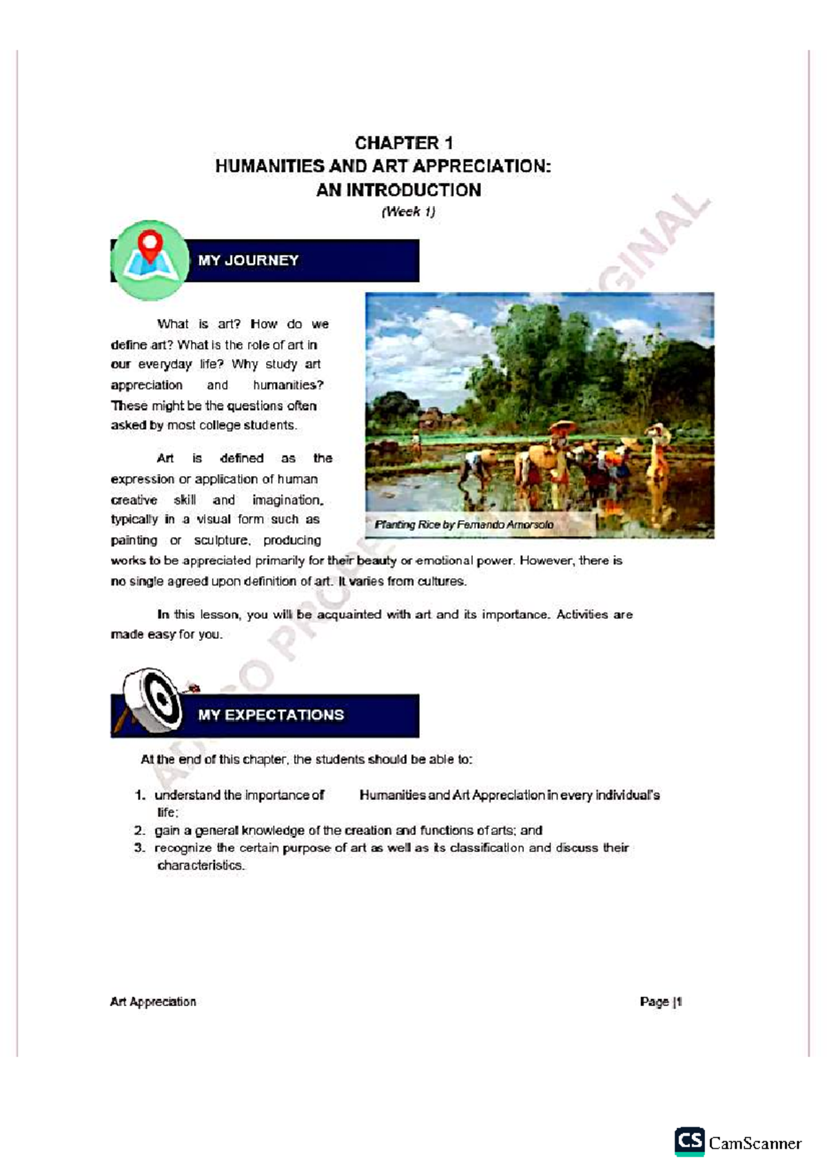 CHAPTER 1: INTRODUCTION TO HUMANITIES & ART APPRECIATION (Week 1) - Studocu