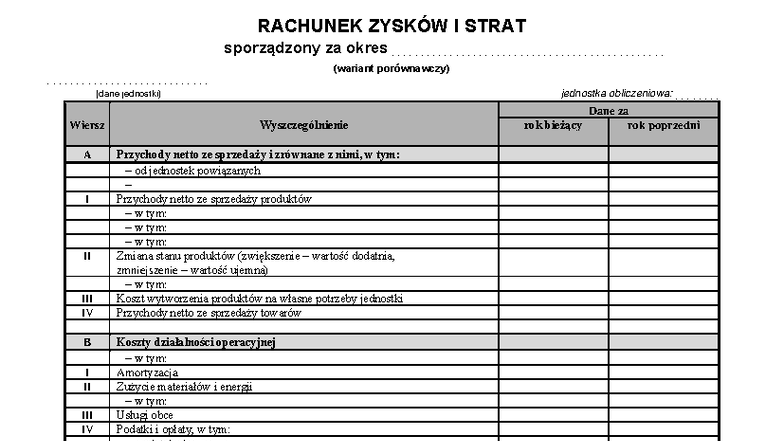 rachunek-zysk-w-i-strat-wariant-por-wnawczy-dla-jednostki-studocu