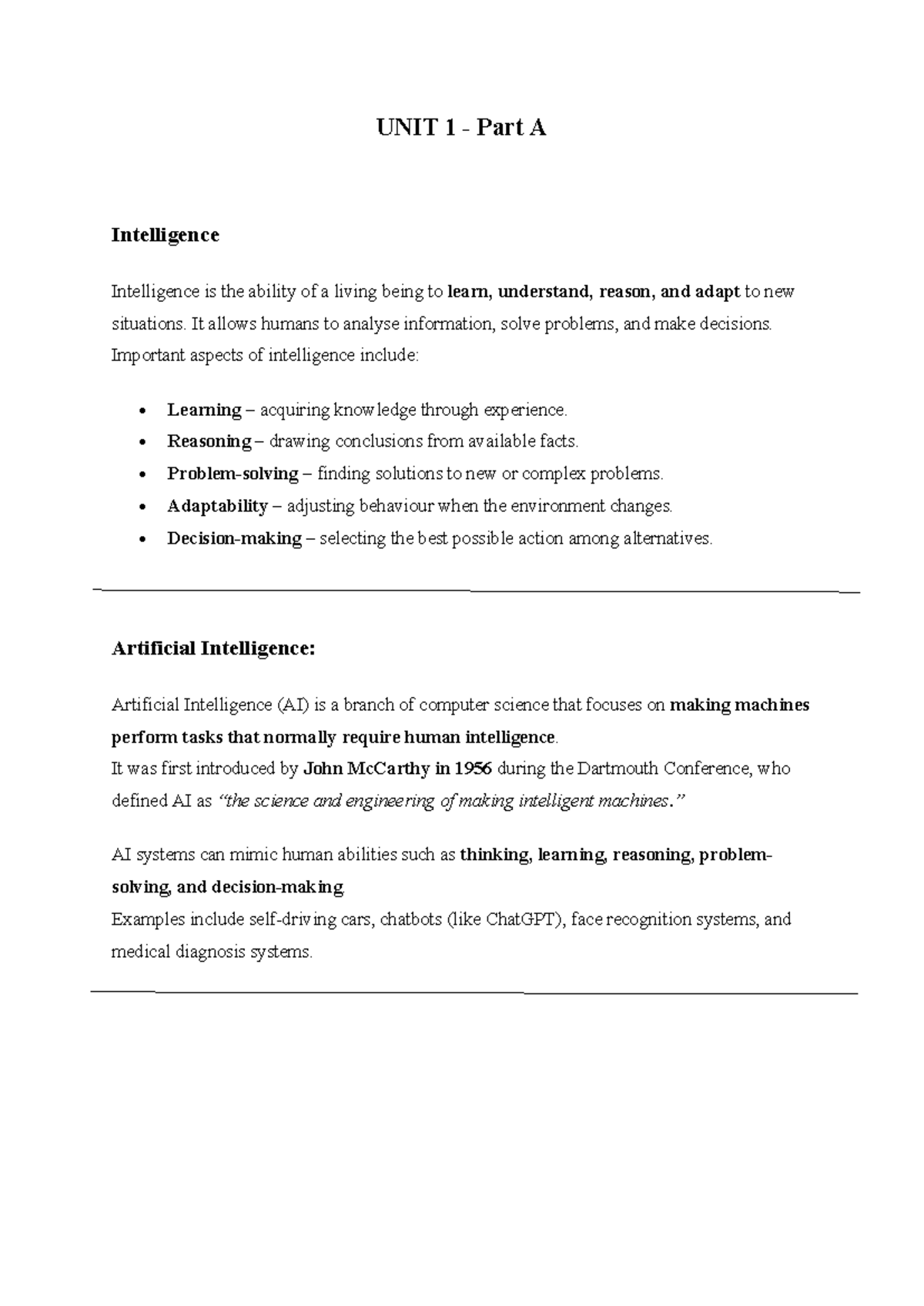 AI 1 - Introduction to Intelligence and Artificial Intelligence ...