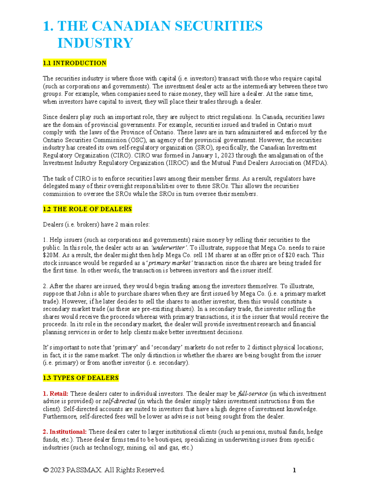 1. Canadian Securities Industry Overview - Chapter 1 Notes - Studocu