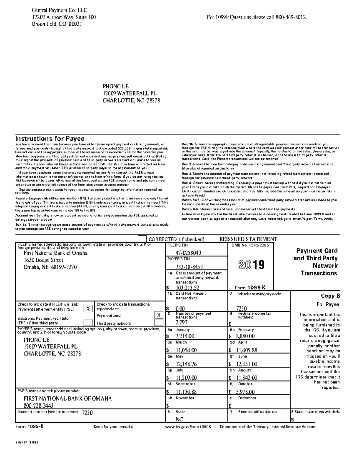 Single Print - Instructions for Payee You have received this form ...