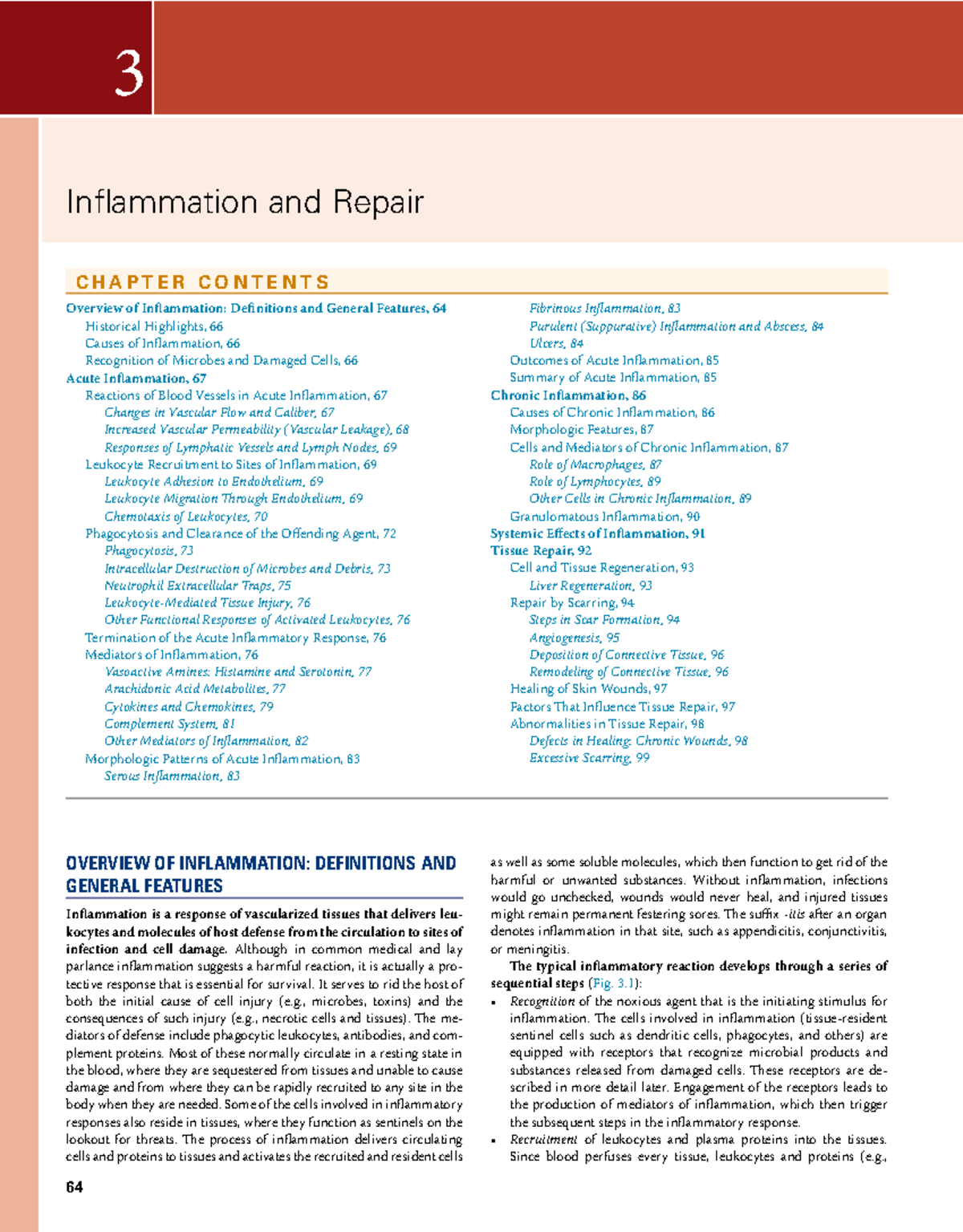 Chapter 3: Inflammation and Repair Overview (Robbins 11th Ed) - Studocu
