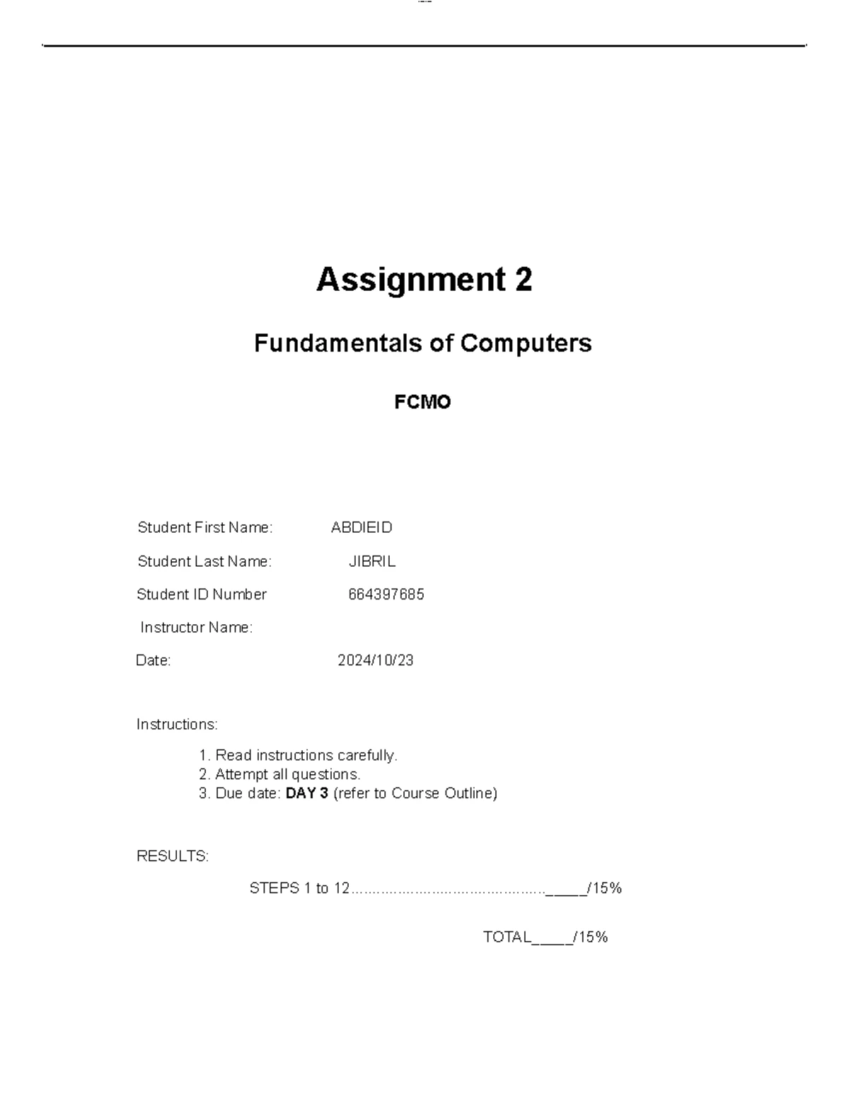 FCMO Assignment 01 - Guide to Installing Windows 11 on VMware - Studocu