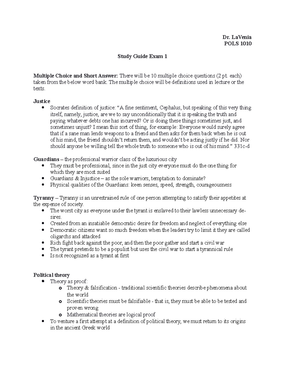 POLS 1010 Exam 1 Study Guide: Key Concepts and Political Theories - Studocu