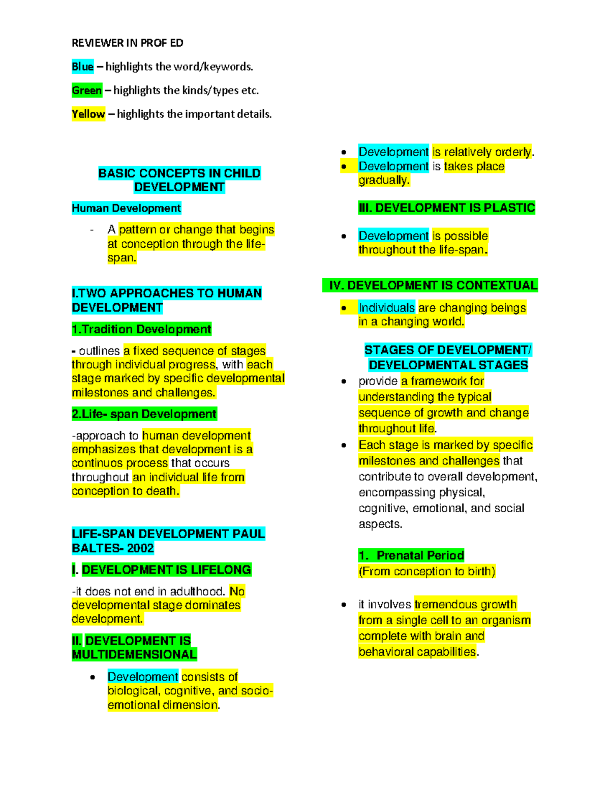 PROF ED Reviewer - Concepts and Stages of Child Development - Studocu