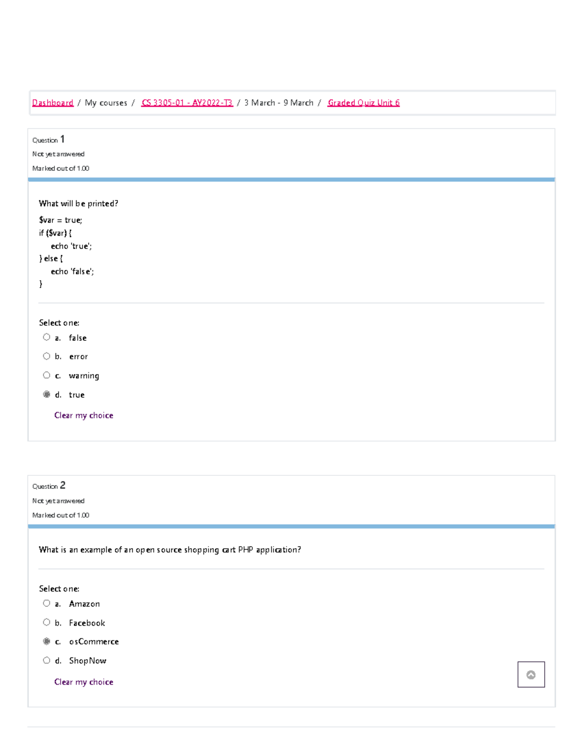Graded Quiz Unit 6 - Practice questions - Question 1 Not yet answered ...