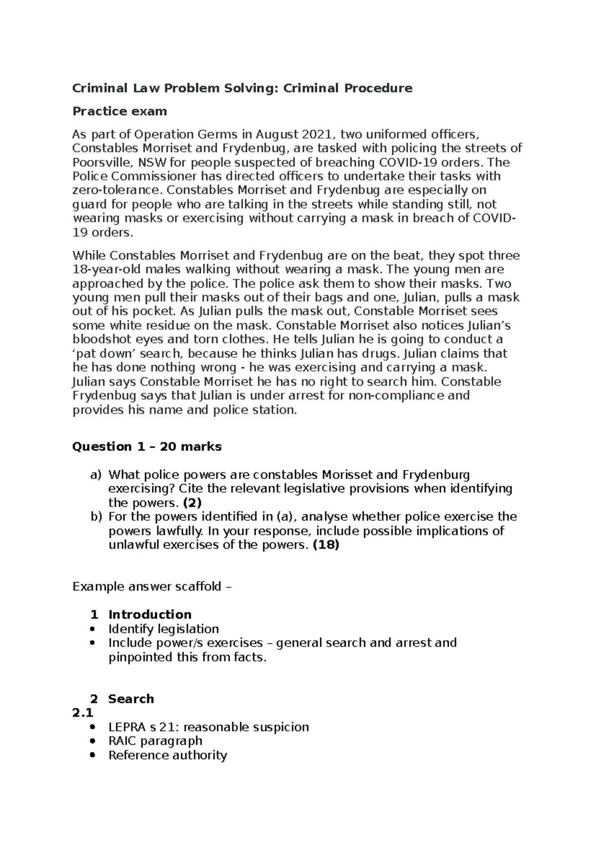 Criminal Law Problem Solving: Criminal Procedure Practice Exam (CLPS ...