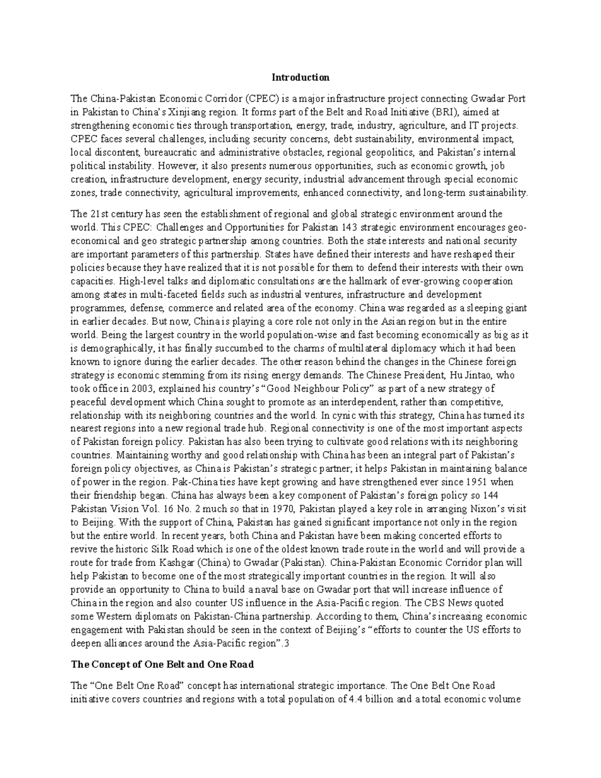CPEC - Naian - Introduction The China-Pakistan Economic Corridor (CPEC ...