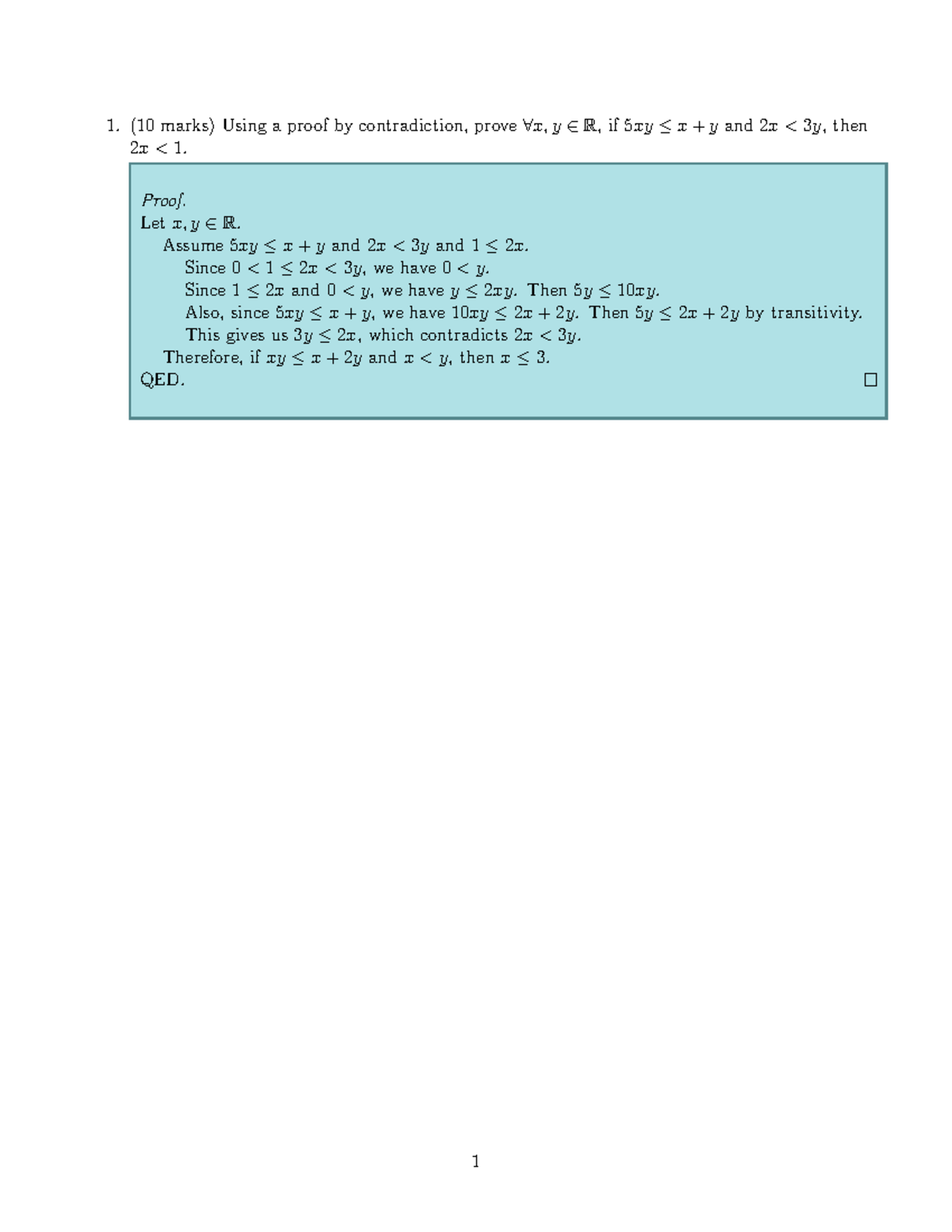 Test 1 Solutions W26: Proofs and Contradictions in Real Analysis - Studocu