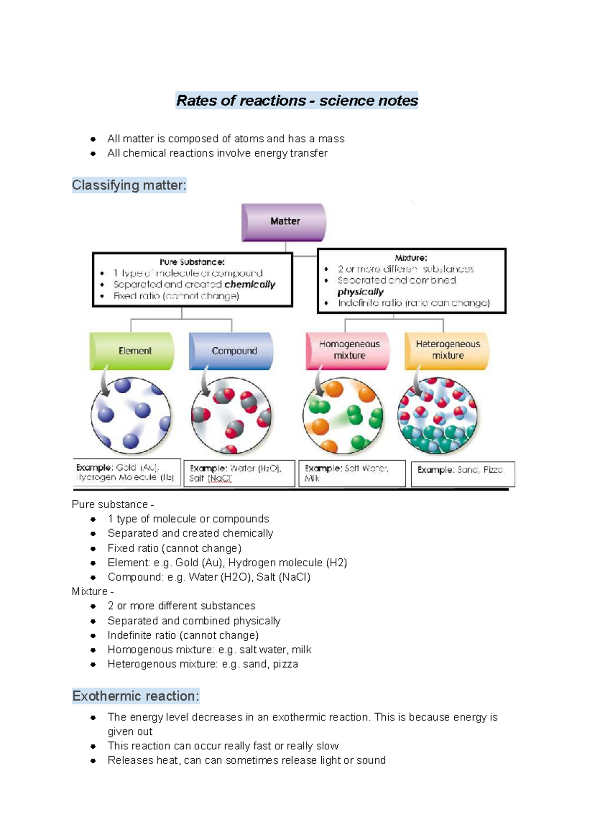 Rates of Reactions: Science Notes for Chemistry 101 - Studocu