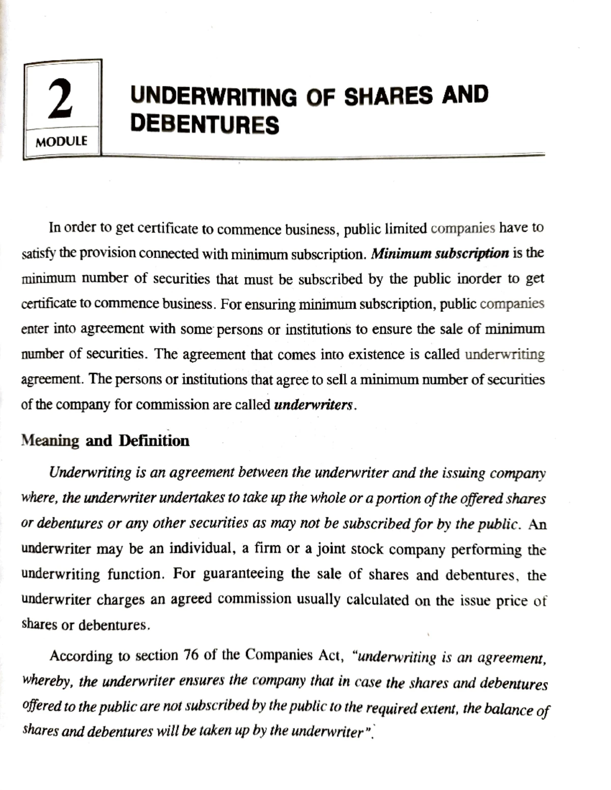 Underwriting - Corporate Accounting Notes - 2 UNDERWRITING OF SHARES ...
