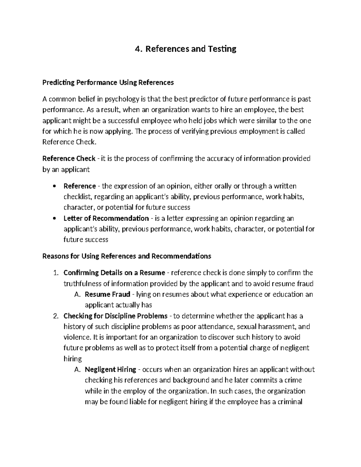 IOP - References and Testing for Predicting Employee Performance - Studocu