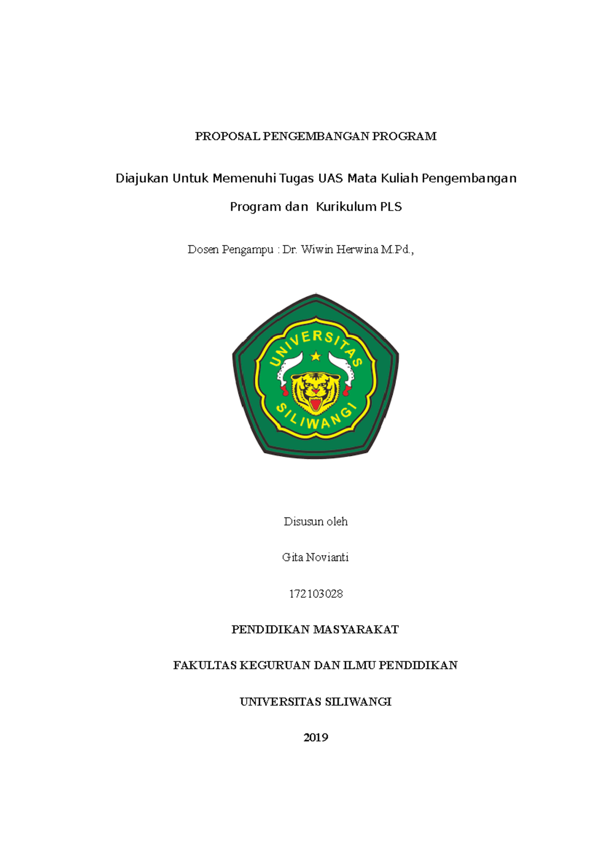 Proposal Pengembangan Program PLS: UAS Pengembangan Kurikulum - Studocu