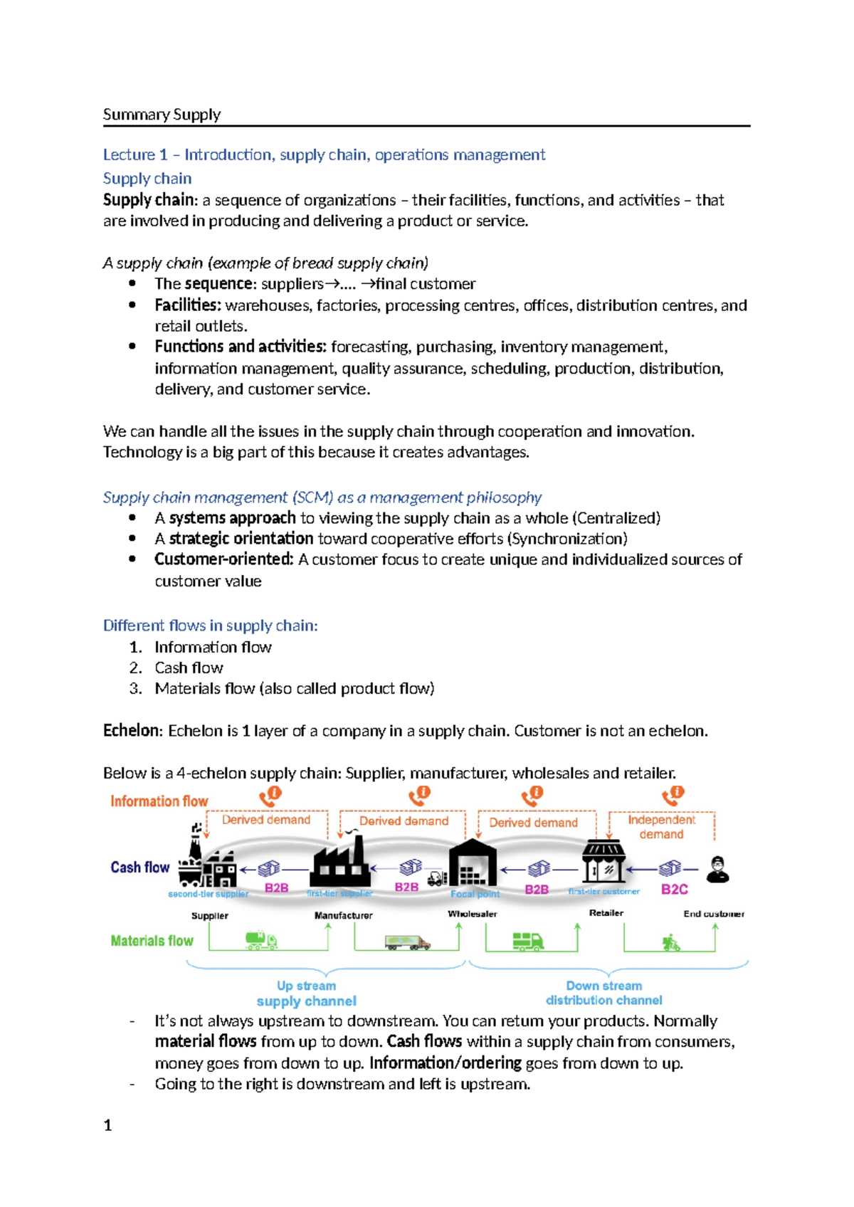 Supply Chain Management Lecture Notes: Summary & Key Concepts (SCM 101 ...