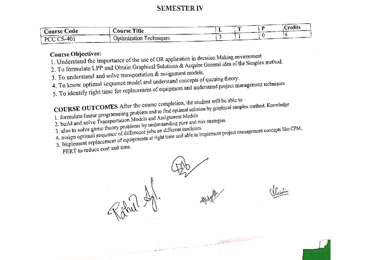 PCC Optimization Techniques Syllabus - Semester IV (2024-28) - Studocu