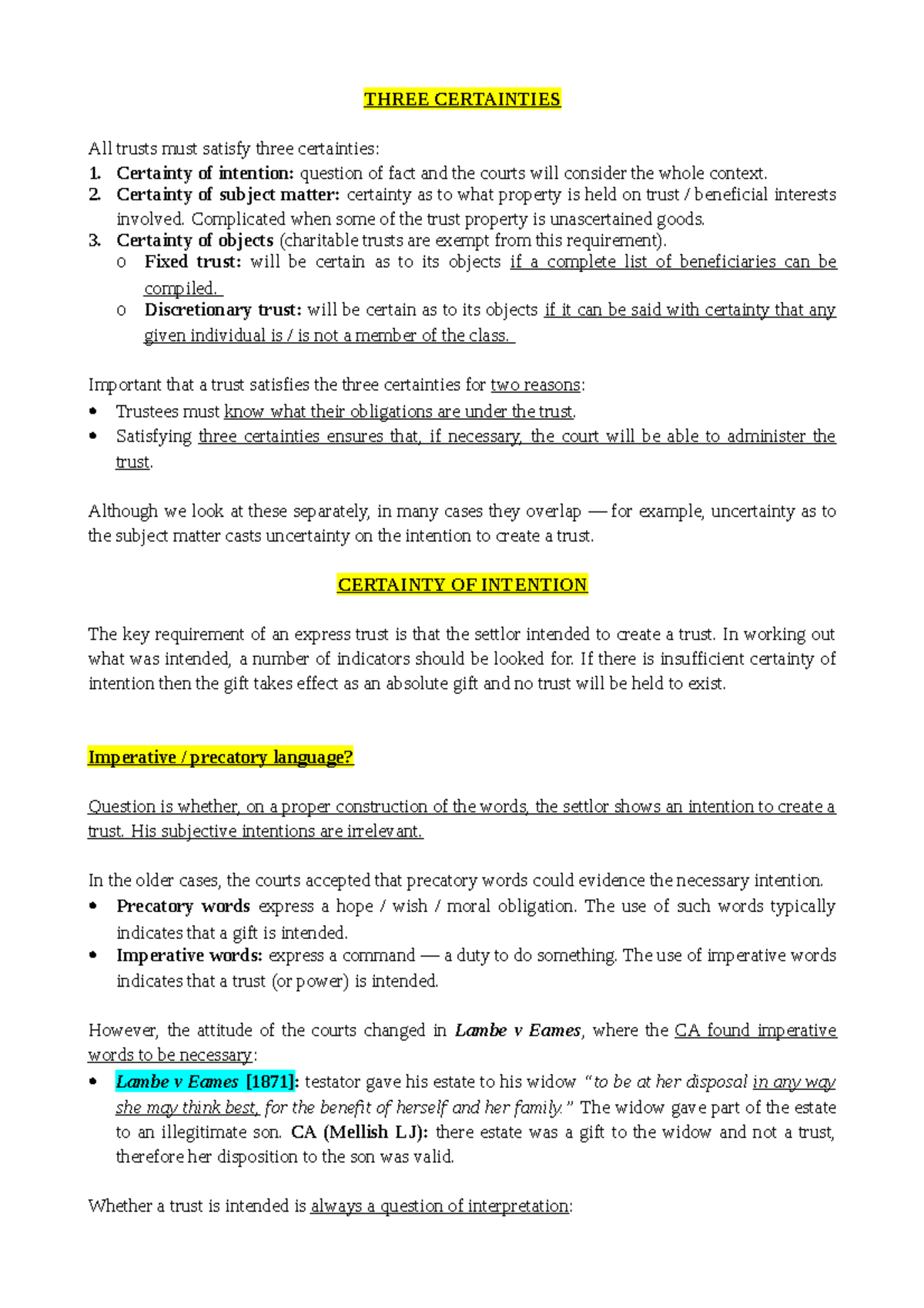 Understanding the Three Certainties in Trust Law - Course Code: JNJL ...