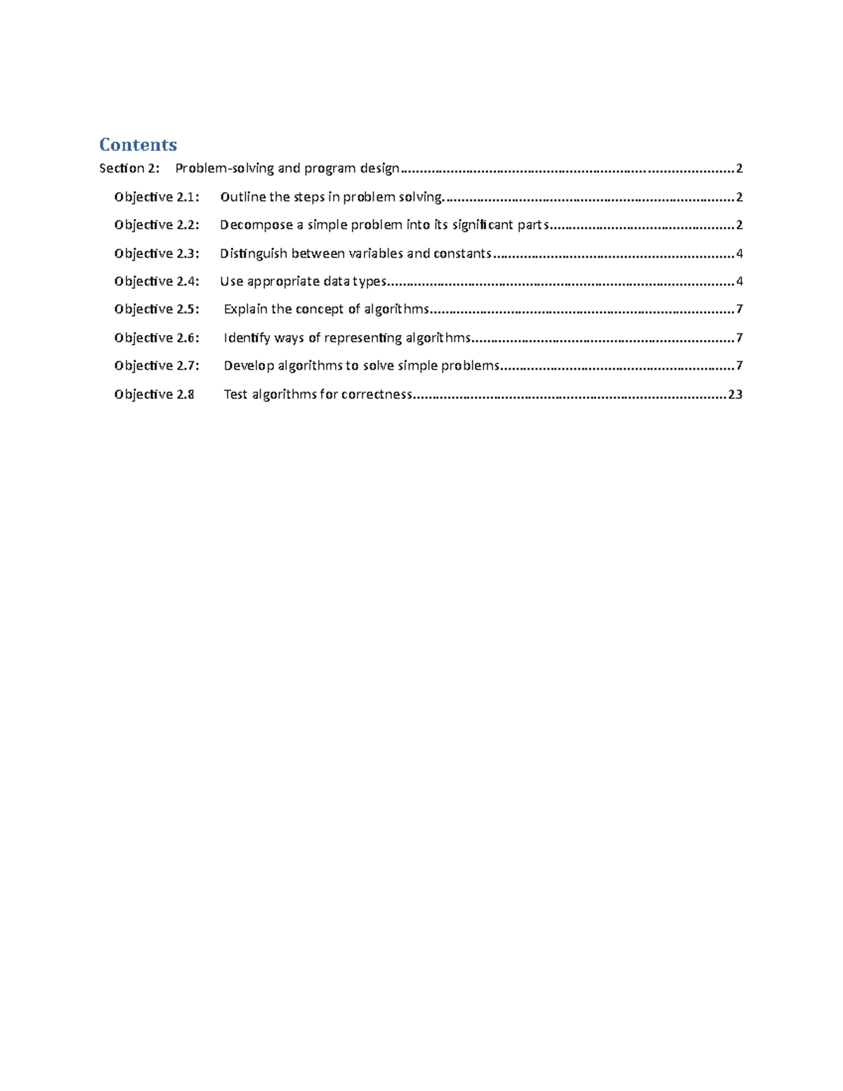 Section 2 - Problem Solving & Program Design Essentials - Studocu
