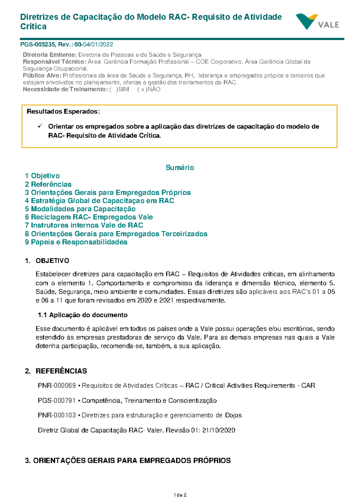 PGS 005235 Diretrizes de Capacitação do Modelo RAC - Revisão 2023 - Studocu