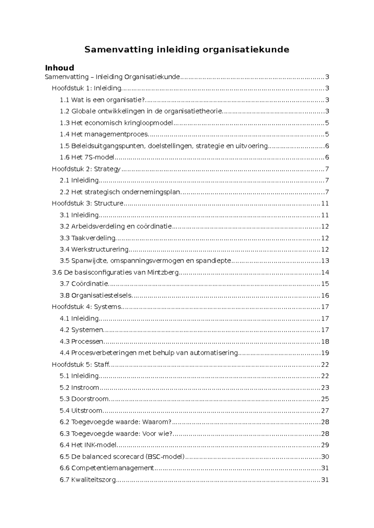 Samenvatting Inleiding Organisatiekunde: Hoofdstukken en Kernconcepten ...