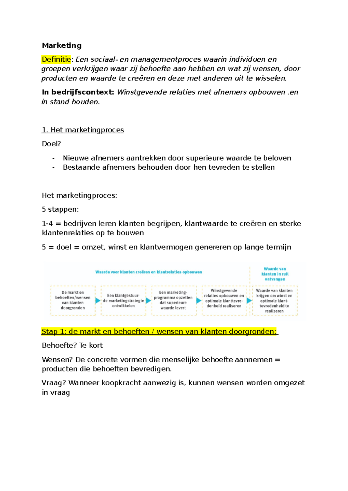 Marketingprocessen en Klantrelaties: Definitie en Strategieën - Studocu