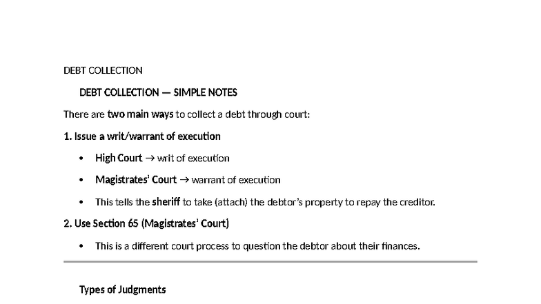 DEBT Collection last notes - DEBT COLLECTION DEBT COLLECTION — SIMPLE ...