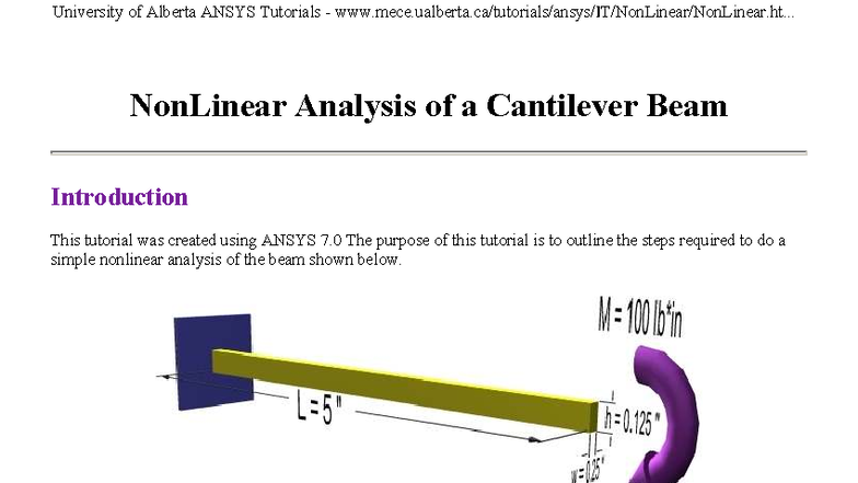 University of Alberta ANSYS Tutorial: Nonlinear Analysis of a Beam ...