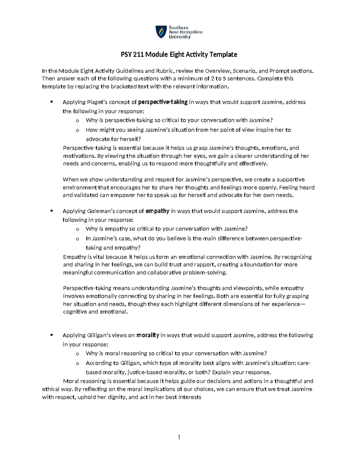 PSY 211 Module 5 Milestone Template: Theories Overview and Analysis ...