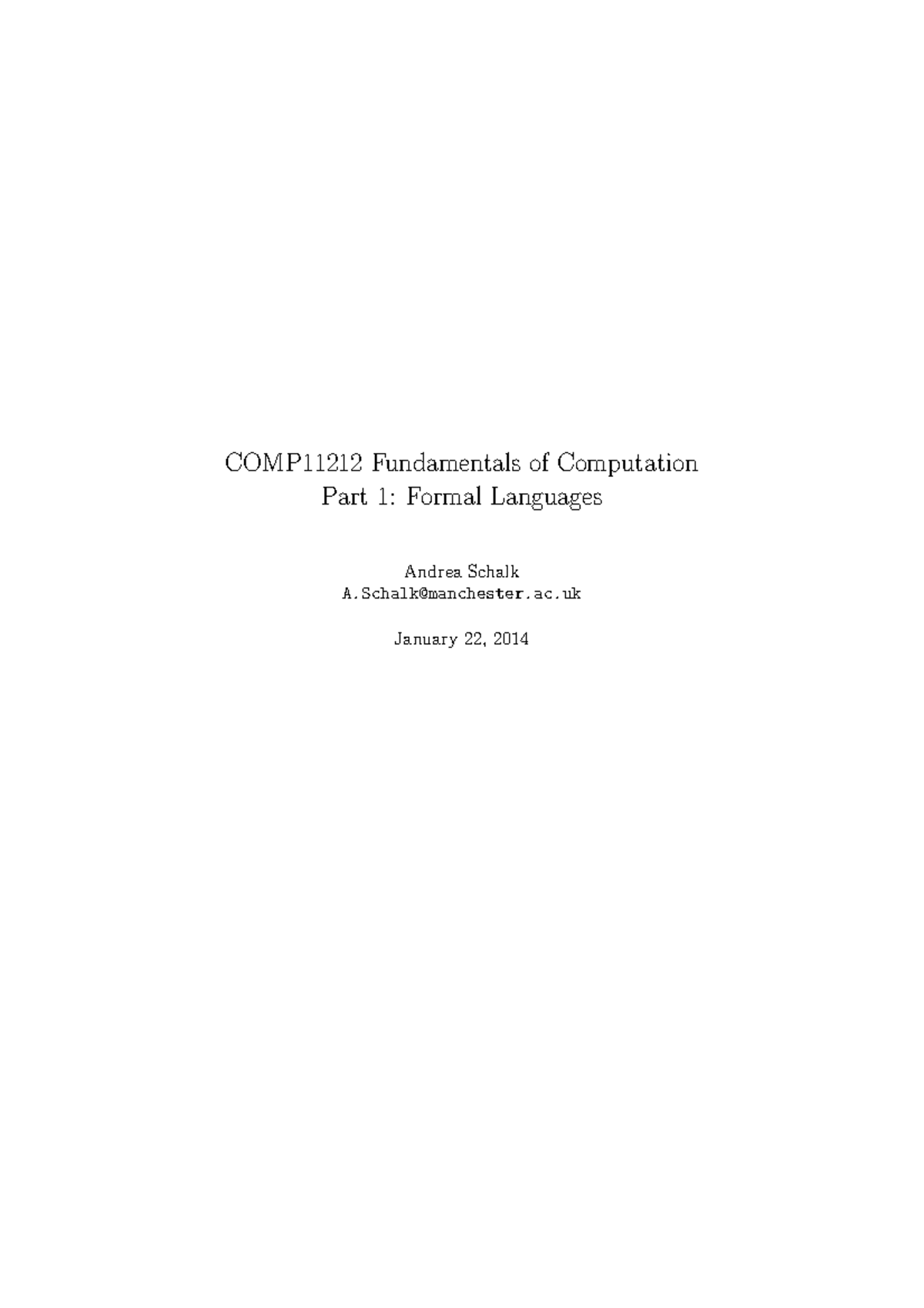 COMP11212 - Lecture Notes on Formal Languages & Computation - Studocu
