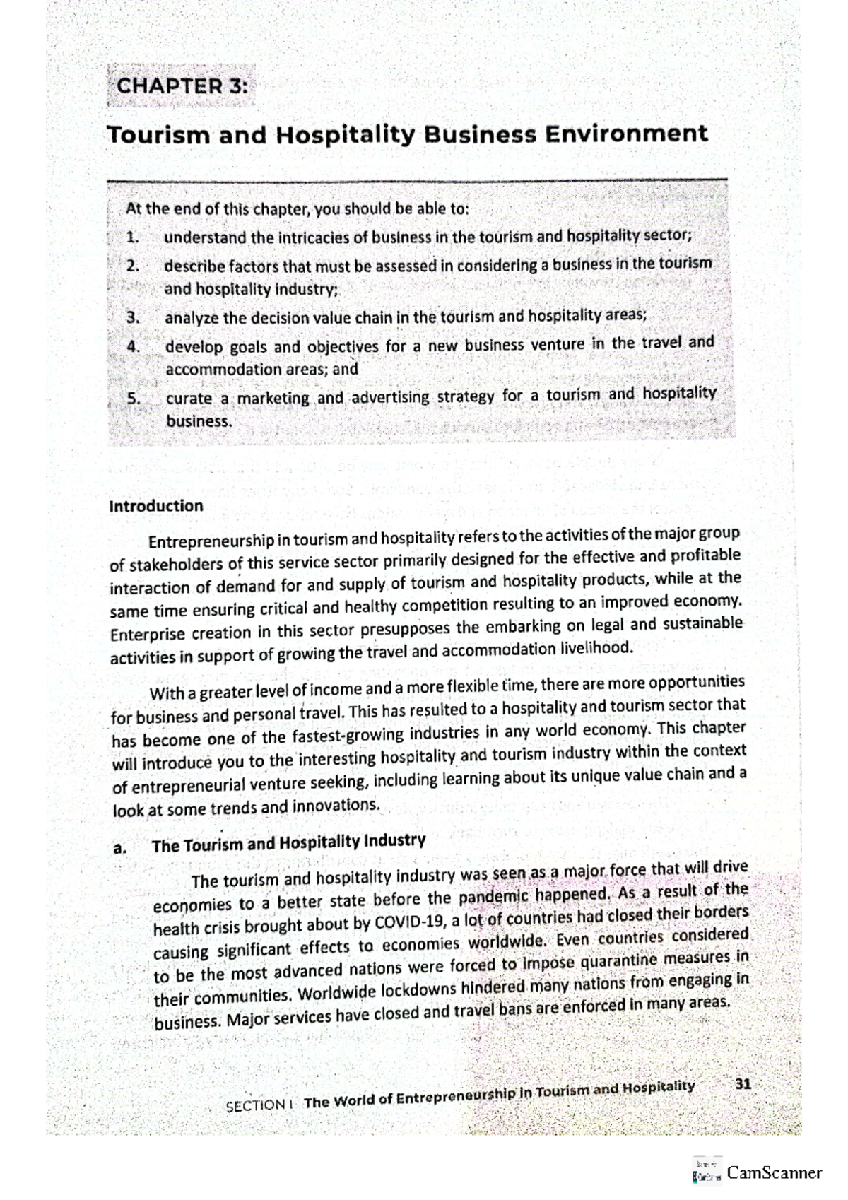 ETH-CH3 - Lecture on Entrepreneurship in Tourism & Hospitality - Studocu