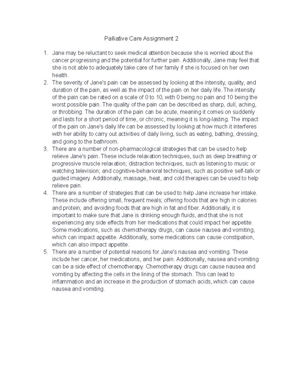 Palliative Care Assignment 2: Strategies for Managing Pain and ...