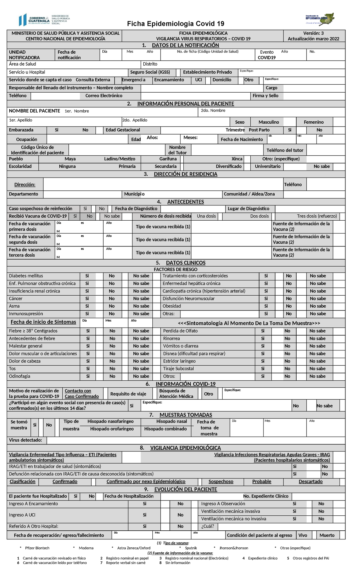 Vigilancia Epidemiológica de Virus Respiratorios COVID-19 - Versión 3 ...