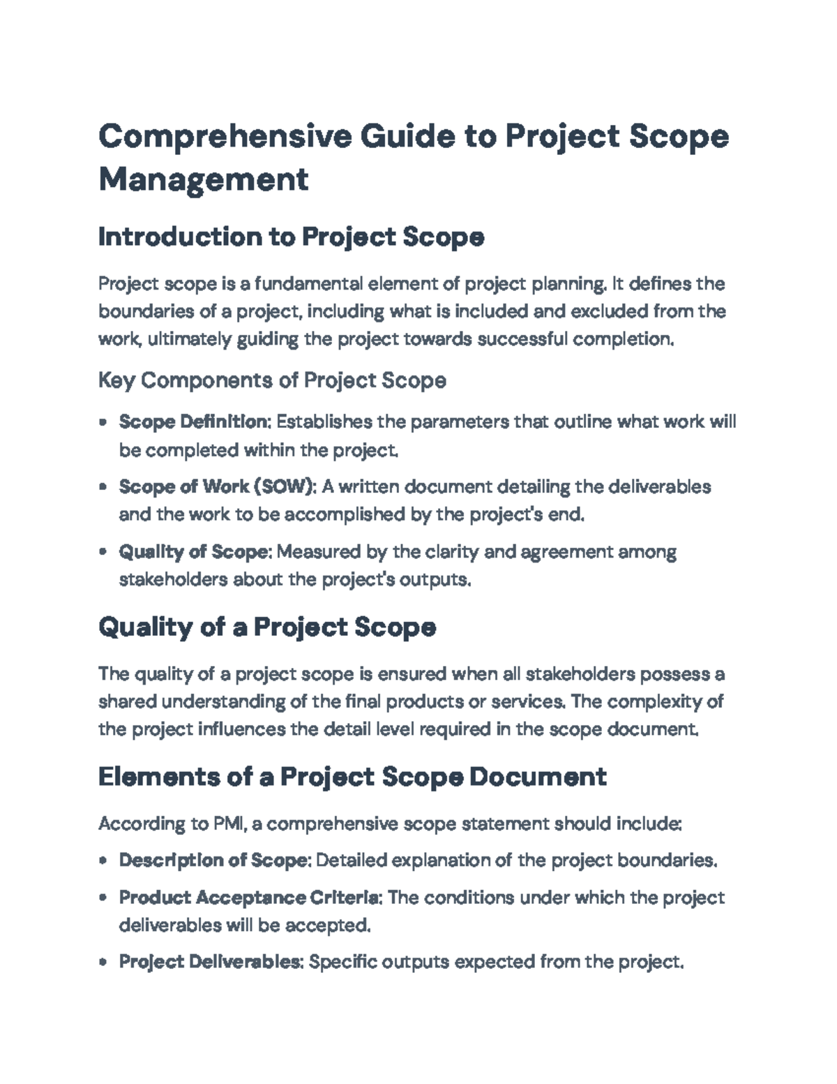 Comprehensive Guide to Project Scope Management (Course Code: PM101 ...