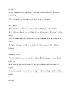 Demand and Supply - Study Notes & Assignments - Studocu