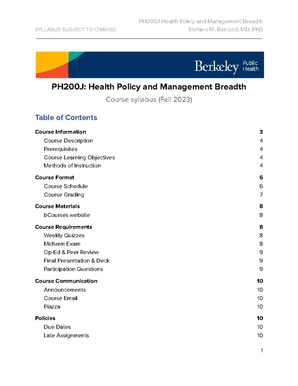 PH200J Health Policy and Management Breadth Syllabus (Fall 2023) - Studocu
