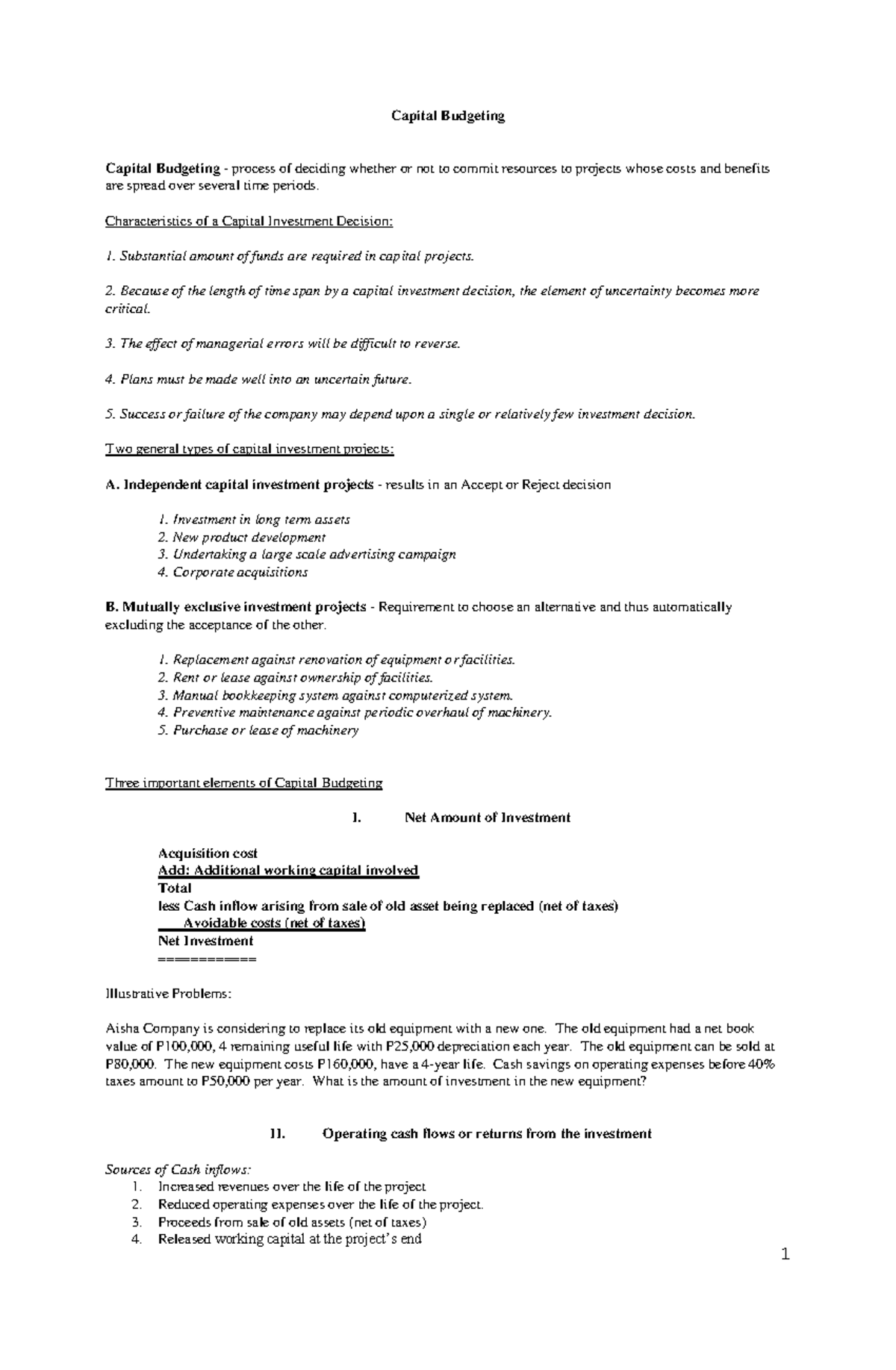 152 Capital Budgeting Final Exam Lecture Notes and Key Concepts - Studocu
