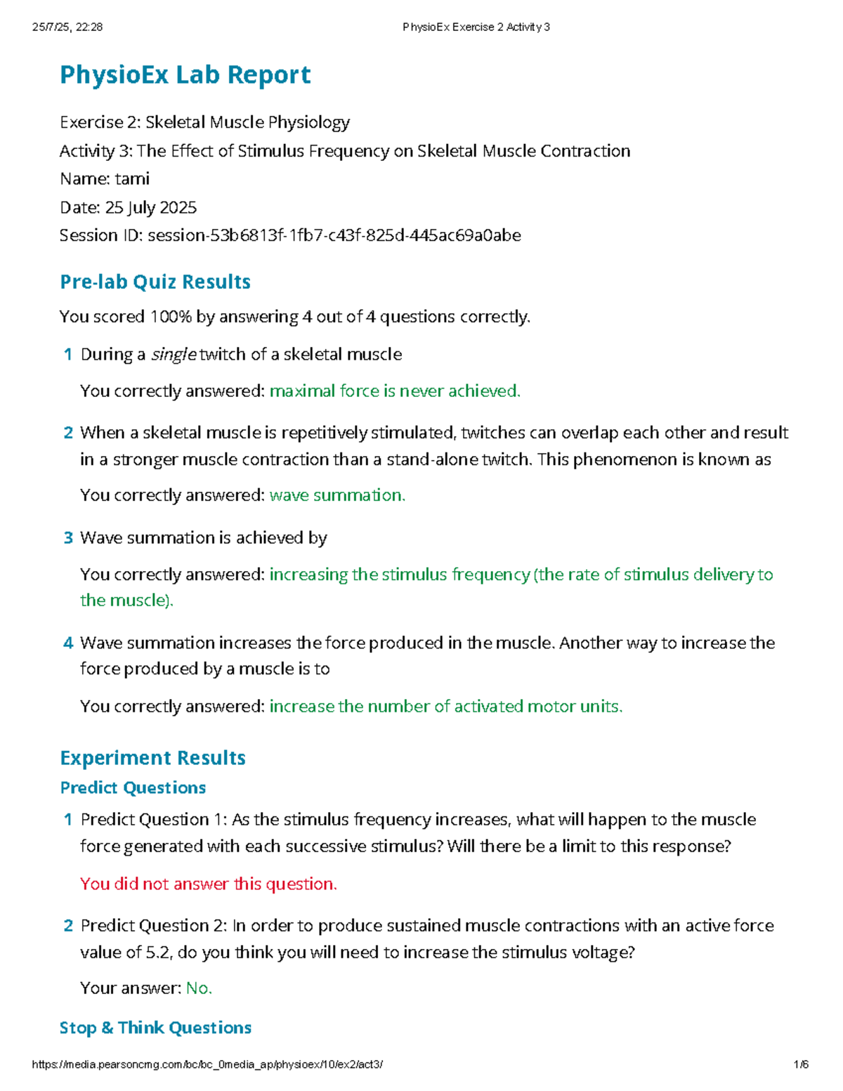 22:28 PhysioEx Lab Report: Skeletal Muscle Contraction & Wave Summation ...