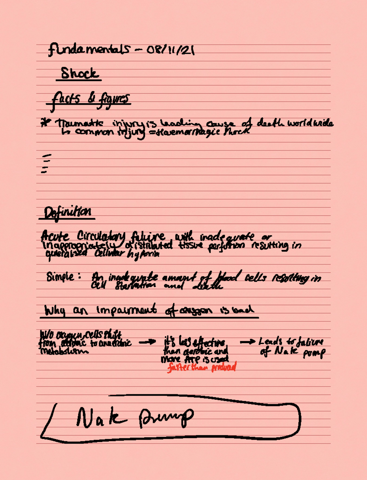 Final Exam Notes for Paramedic Science (08111121) - Shock Management ...