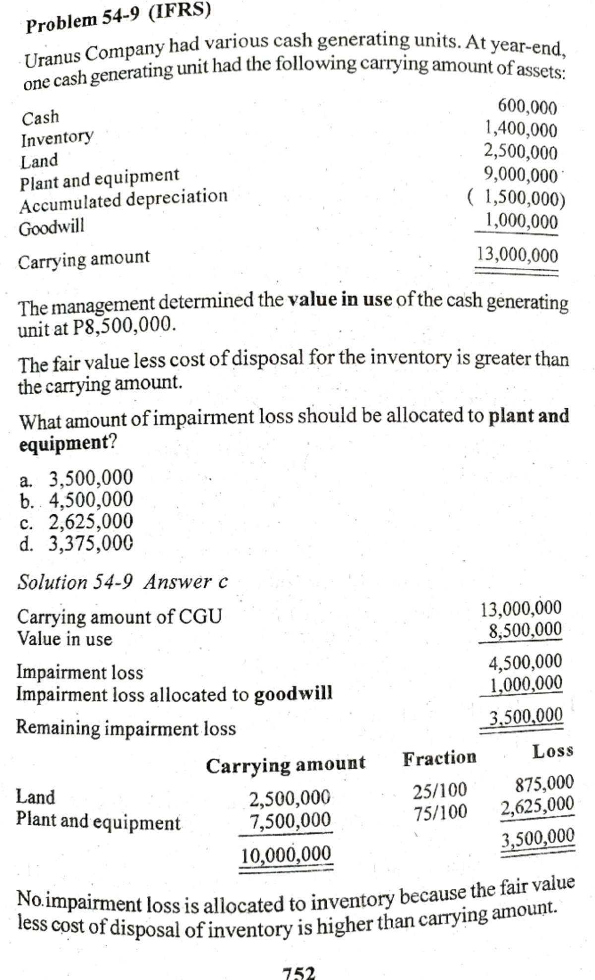 Impairment Analysis and Solutions for Problems 54-9 & 54-10 (IFRS ...